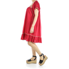 Red Beige Handmade Embroidered Pure Linen Dress WOMEN