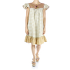 Vestido de Lino Con Bordado a Mano Artesanal Color Beige MUJER