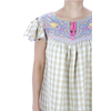 Beige Blue Handmade Embroidered Pure Linen Dress WOMEN