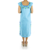 Vestido de Lino Color Aqua Con Bordado Artesanal VESTIDOS