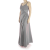 Vestido Largo de Lino 100% Gris Con Pliegues VESTIDOS