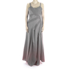 Vestido Largo de Lino 100% Gris Con Pliegues VESTIDOS