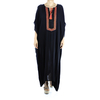 Vestido de Algodon Negro Con Bordado a Mano Playa MUJER