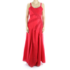 Vestido Largo de Lino 100% Rojo Con Alforzas VESTIDOS