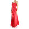 Vestido Largo de Lino 100% Rojo Con Alforzas VESTIDOS