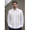 Guayabera de Lino Con Bordado Color Caqui GUAYABERAS 