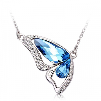 Blue Butterfly Swarovski Necklace JEWELRY