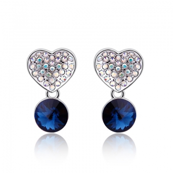 Swarovski Heart Earrings in Blue JEWELRY