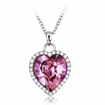 Cute Pink Heart Necklace JEWELRY
