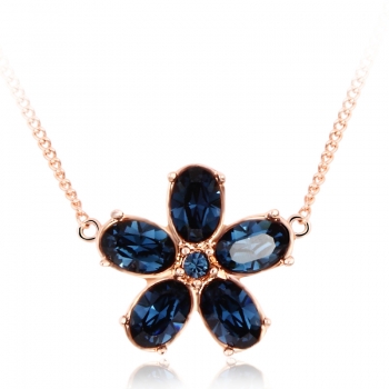 Collar de Flor Swarovski color Azul JOYERIA