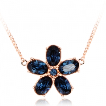 Blue Swarovski Flower Necklace JEWELRY