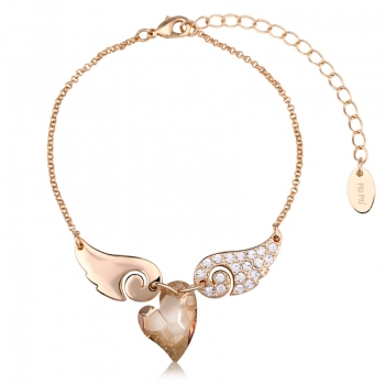 Bracelet with Heart and Swarovski Wings JEWELRY