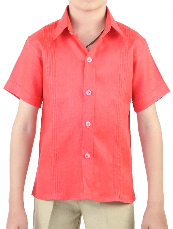 Camisa de Lino 100% Coral Para Niños CAMISAS