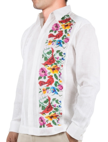 Hand Made Mexican Guayabera with Cross Stitch Embroidery GUAYABERAS