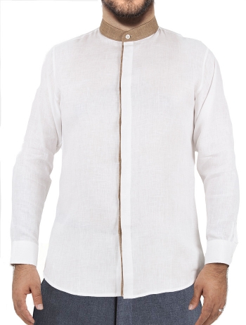 Camisa Con Cuello Mao de Lino Color Blanco CAMISAS