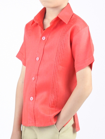 Camisa de Lino 100% Coral Para Niños CAMISAS