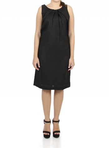 Black Short Linen Dress WOMEN