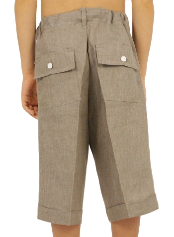Bermuda gris larga 100%  Lino NIÑOS & NIÑAS
