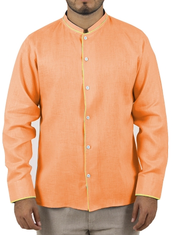 Camisa Color Naranja con Detalles en Amarillo CAMISAS