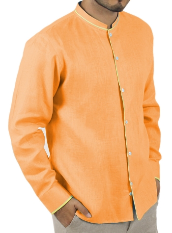 Camisa Color Naranja con Detalles en Amarillo CAMISAS