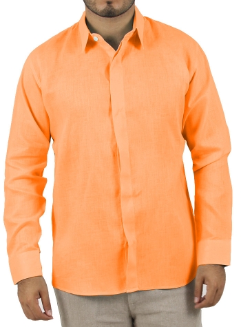 Camisa de Hombre Manga Larga Naranja CAMISAS