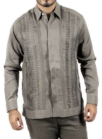 Guayabera Gris Oscuro con Alforzas GUAYABERAS 