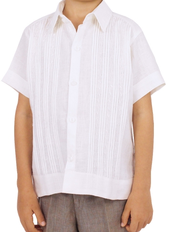 Guayabera Manga Corta Bordado Blanco Para Niño GUAYABERAS