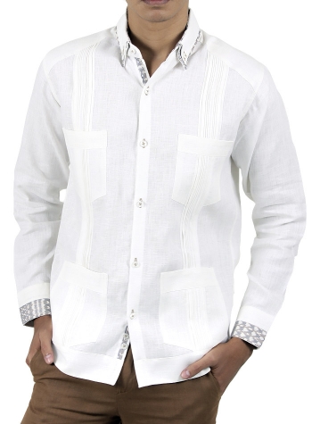 Classic Diplomatic Guayabera with Gray Details GUAYABERAS