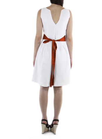 Vestido Corto Lino Con Cinturon Color Coral VESTIDOS