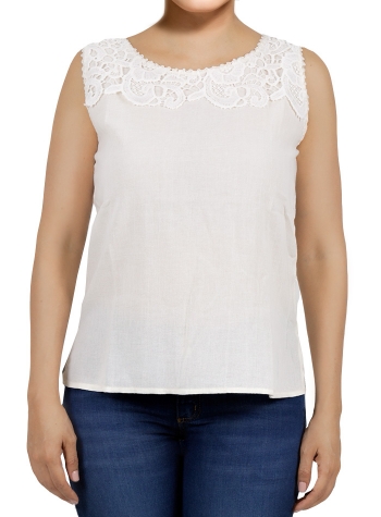 White Color Cotton Crochet Top TOPS