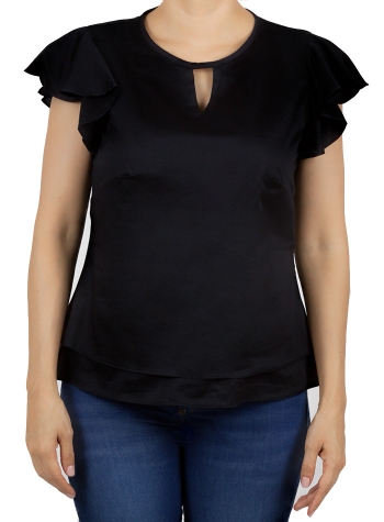 Black Color Linen Top TOPS