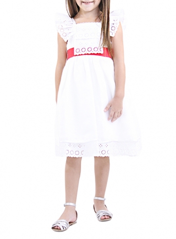 100% linen dress with white embroidery BOYS & GIRLS