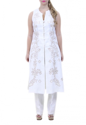 Embroidered 100% White Linen Tunic DRESSES