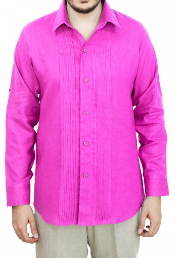 100% Fuchsia Linen Shirt SHIRTS