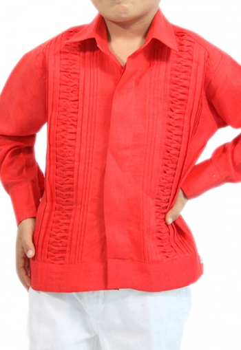 Red Guayabera with Tucks (Kids) GUAYABERAS