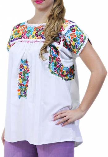 Colorful Artisan Hand Embroidered Cotton Top TOPS