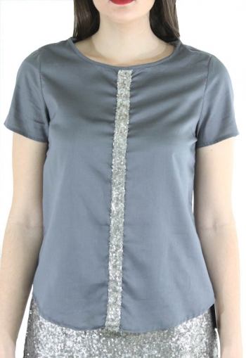 Sequined Egyptian Cotton Silver Top TOPS