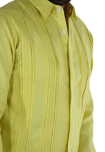 Guayabera Amarilla de Lino Italiano con Alforzas GUAYABERAS 