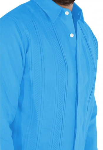 Guayabera Turquesa de Lino Italiano con Alforzas GUAYABERAS 