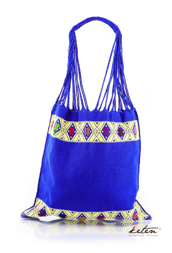 Bolsa de Telar Color Azul Con Bordado Hecho a Mano BOLSAS & CARTERAS