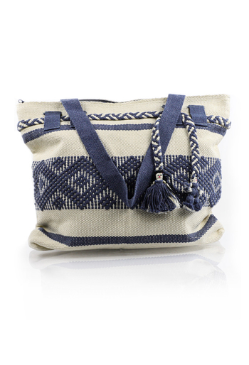 Hermoso Bolso Azul Blanco Telar De Cintura BOLSAS & CARTERAS