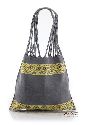 Telar de Cintura Bolsa Boho de Telar Color Gris BOLSAS & CARTERAS