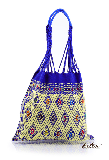 Mexican Hand Woven Waist Loom Royal Blue Tote BAGS & POUCHES