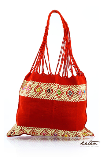 Handwoven On Waist Loom Red Bag BAGS & POUCHES