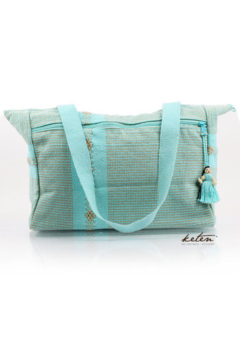 Aqua Ethnic Cloth Shoulder Bag Waist Loom BAGS & POUCHES