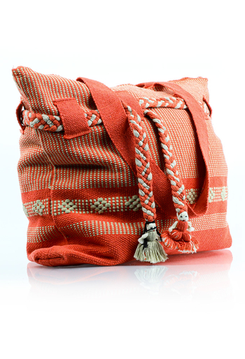 Bolso Artesanal Rosa Con Cafe Telar De Cintura BOLSAS & CARTERAS