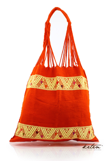 Orange Color Waist Loom Shopping Bag Hand Made BAGS & POUCHES