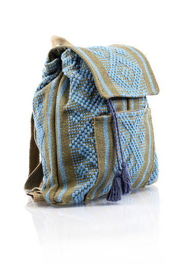 Mexican Waist Loom Blue Backpack HandMade BAGS & POUCHES