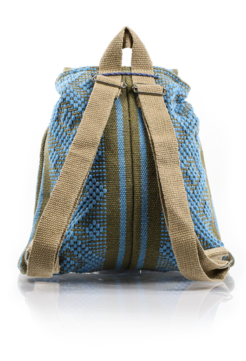 Mochila de Telar de Cintura Color Azul Beige BOLSAS & CARTERAS