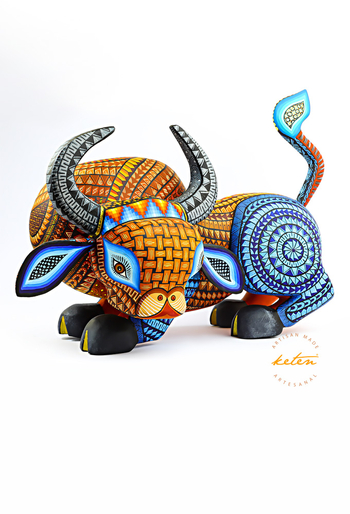 Bull Alebrije Hand Carved Wood / Hand Painted Mexican Bull ALEBRIJES - CARVED PIECES